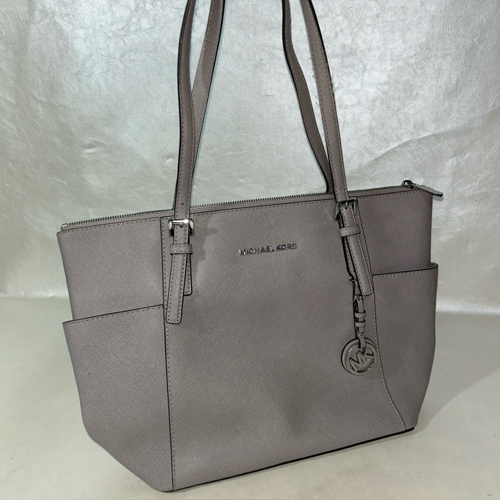 michael kors jet set bag used Taupe Gray Color